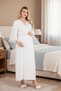 New Season Off-White Lace Detail Summer Short Sleeve Special Design Maternity and Postpartum Robe and Nightgown Set - 7