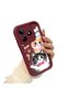 Realme Note 50 Compatible Silicone Material Shockproof Burgundy Color Case Sweet Cat - 3