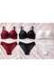 Women's Lace Dense Padded Push-Up Balconette Bra Panty Set Black - 2