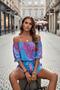 Madonna Collar Belted Mini Single Jersey Jumpsuit - Blue - 4