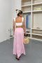 Women's Elastic Waist 100% Cotton Long Skirt Pink - 5017 - 5