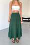 Women's Elastic Waist 100% Cotton Long Skirt Green - 5017 - 2
