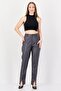 Women Skinny Fit Leather Split Pants, Dark Grey - 4