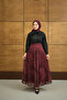 Women's Floral Pattern Lined Chiffon Maxi Skirt Burgundy - 7