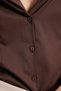 Women's Slim Fit, Slim Cut, Classic Collar, Long Sleeve, Lycra Brown Shirt - 5