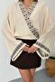 Women's Tie-Detailed Embroidered 100% Cotton Kimono Cream - 26Y 7014 - 2