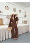 Women's Pocket Detailed Side Tie Elastic Waist Muslin Fabric Kimono Set - 3