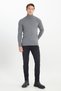 Men's Gray Melange Wool Warm Standard Fit Regular Cut Hair Knit Patterned Knitwear Sweater - 2