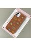 iPhone 12/12 Pro Compatible Brown Leather Textured Silicone Protects Camera Shock-Absorbing Case Evil Eye Bead - 2