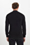 Men's Black Cotton Standard Fit Regular Cut Half Turtleneck Jacquard Knitwear Sweater - 5