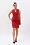 V-Neck Short Women's Vest with Decorative Pockets - Tile - 4