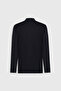 Men's Navy Blue Woolen Warm Standard Fit Half Turtleneck Honeycomb Textured Knitwear Sweater - 2