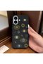 iPhone 16 Compatible Black Leather Textured Silicone Protects Camera Shock-Absorbing Case Evil Eye Bead