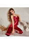 Flock Printed Velvet-Textured Satin Pajama Set - 7
