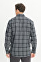 Men's Anthracite Cotton Flannel Comfort Fit Relaxed Fit Classic Collar Plaid Pattern Shirt - 5