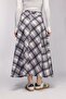 Stone Plaid Patterned High Waist Flared Scuba Skirt - 3