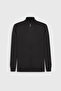 Men's Black Anti-Pilling Non-Pilling Standard Fit Regular Cut Mock Neck Knitwear Cardigan