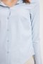 Women's slim fit, body-hugging, classic collar, long sleeve, blue lycra shirt with darts. - 6