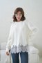 Women's Crew Neck Low Sleeve Hem Lace Trim Knitwear Sweater 8706 - 6