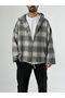 Zipper Detailed Hooded Gray Men's Sweat Coc2739 - 2