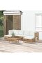 7 Piece Garden Lounge Set with Cream White Cushions Bamboo
