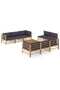 9 Piece Garden Lounge Set with Dark Grey Cushions Bamboo