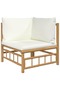 6 Piece Garden Lounge Set with Cream White Cushions Bamboo - 2