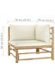 4 Piece Garden Lounge Set with Cream White Cushions Bamboo - 3
