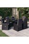 7 Piece Garden Dining Set with Cushions Black
