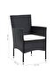 3 Piece Garden Dining Set with Cushions Poly Rattan Black - 3