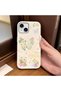 iPhone 14 Plus/15 Plus Compatible White Leather Textured Silicone Protects Camera Shock-Absorbing Case Butterfly