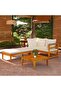 3 Piece Garden Lounge Set with Cream White Cushions Acacia Wood