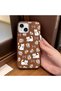 iPhone 15 Compatible Brown Leather Textured Silicone Protects the Camera Shock-Absorbing Case Büğüm