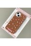 iPhone 15 Compatible Brown Leather Textured Silicone Protects Camera Shock-Absorbing Case Flower - 3