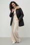 Quilted Coat with Fur Collar K9180-1 Black