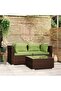 3 Piece Garden Lounge Set with Cushions Brown Poly Rattan