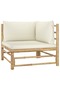 7 Piece Garden Lounge Set with Cream White Cushions Bamboo - 2