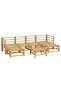 7 Piece Garden Lounge Set with Light Grey Cushions Bamboo - 2