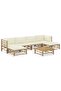 7 Piece Garden Lounge Set with Cream White Cushions Bamboo