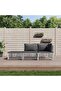 3 Piece Garden Lounge Set with Cushions White Steel