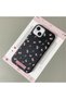 iPhone 14 Plus/15 Plus Compatible Black Leather Textured Silicone Protects Camera Shock-Absorbing Case Flower - 3