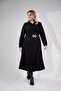 Plus Size Women's Shirt Collar Belt Piece Dress Black - 4