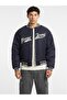 Jeans Men's Logo Navy Blue Bomber Jacket with Snap Fasteners - 3