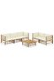 6 Piece Garden Lounge Set with Cream White Cushions Bamboo
