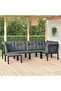 6 Piece Garden Lounge Set Black and Grey Poly Rattan
