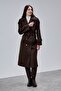 Acı Kahve Regular Epaulet Detailed Double-Breasted Cashmere Coat - 7