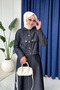 Hola Denim Jacket Skirt Hijab Set - Navy Blue - 2