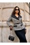 Imported Fabric Top Button and Brooch Detail Belted Lined Special Design Jacket Imported Lace Maxi Skirt Set - 3