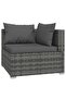 5 Piece Garden Lounge Set with Cushions Poly Rattan Grey - 2
