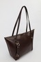 Women's Brown Ring Charm Detailed Zippered Shoulder Bag En42 Size27 Sofia - 5